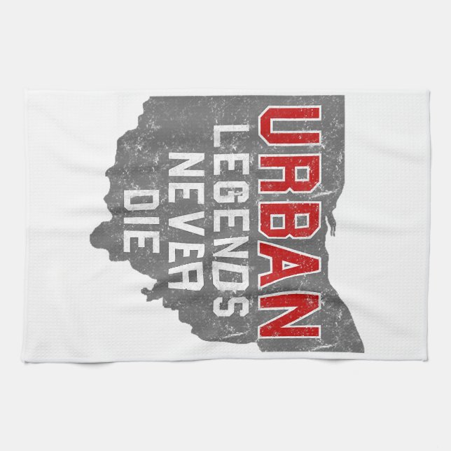 Urban Legends Never Die State of Ohio Distressed  Kitchen Towel (Horizontal)