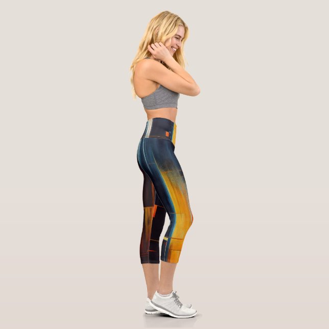 Urban Lights Abstract Geometry Capri Leggings (Right)