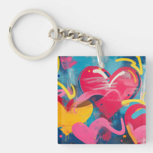 Urban Love: Graffiti Hearts Keychain
