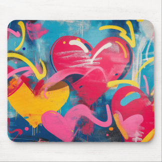 Urban Love: Graffiti Hearts Mouse Pad