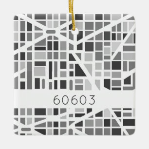 Urban Map Zip Code Architectural Design Modern Ceramic Ornament