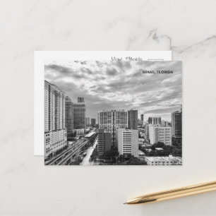Urban Miami Black and White – Urban Cityscape Postcard