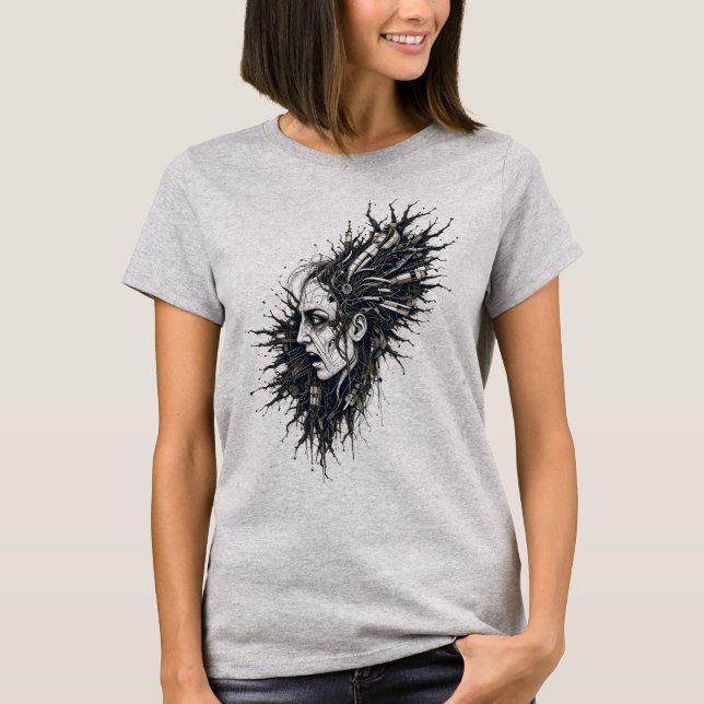 Urban Mind Explosion Abstract Surreal Portrait Cit T-Shirt (Front)