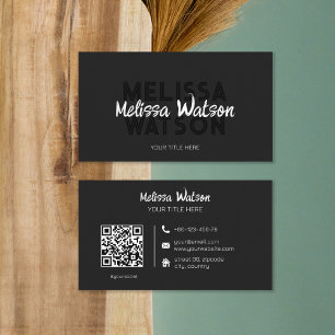 Urban minimal black QR code masculine Business Card