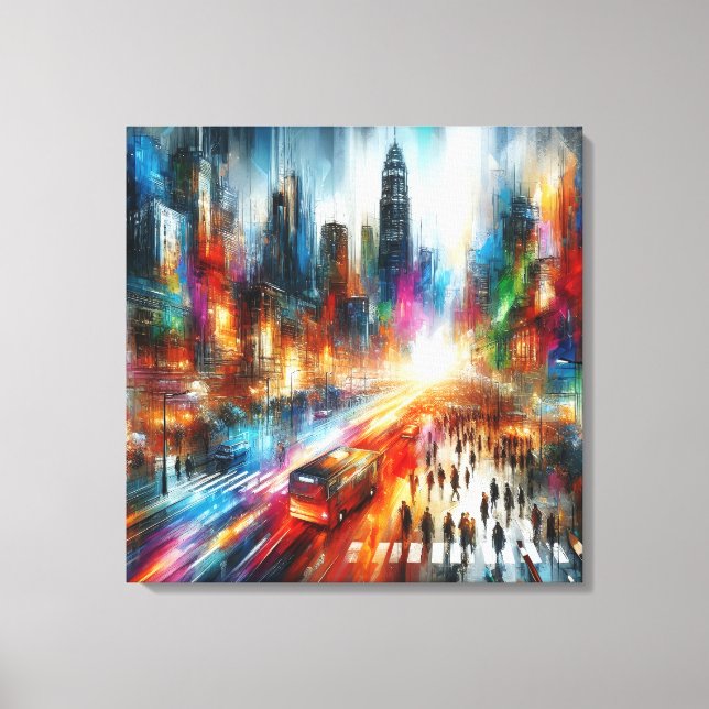 Urban Mirage: Abstract Cityscape Canvas Print (Front)