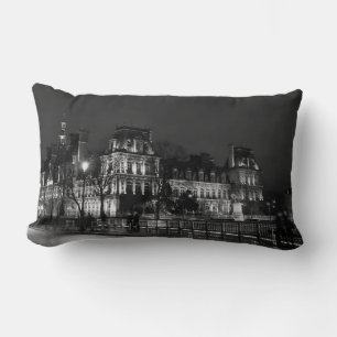 Urban, modern Parisian night life photo Lumbar Pillow