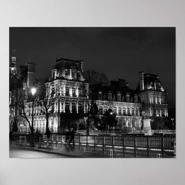 Urban, modern Parisian night life photo Poster (Front)