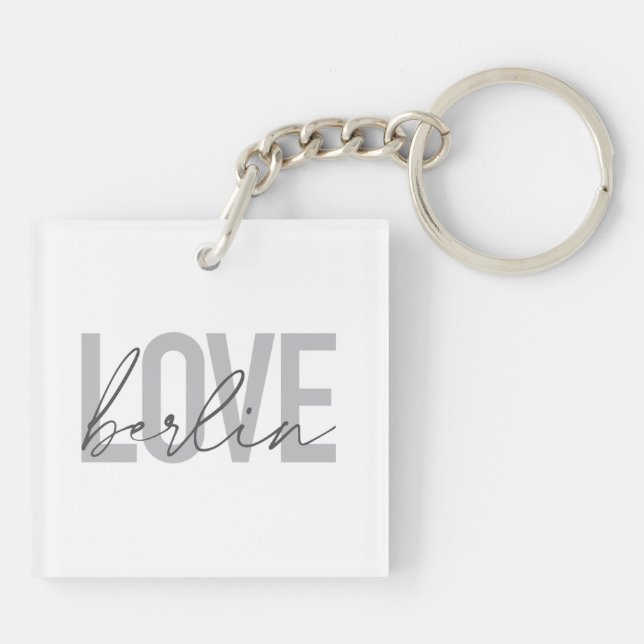 Urban, modern, simple, cool design Love Berlin Keychain (Back)