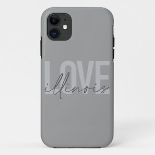 Urban, modern, simple, cool design Love Illinois iPhone 11 Case