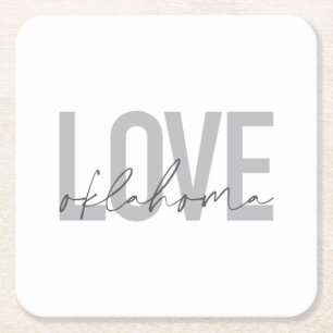 Urban, modern, simple, cool design Love Oklahoma Square Paper Coaster