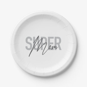 Urban, modern, simple cool design of Super Mom Paper Plate