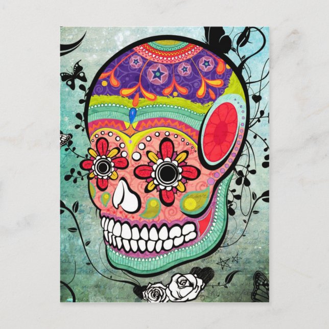 Urban Muerte Day of the Dead Illustrated Postcard (Front)