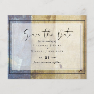 Urban Navy Blue Modern Budget Wedding Invitation