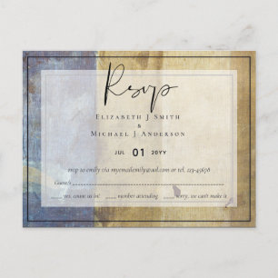 Urban Navy Blue Modern Budget Wedding RSVP Postcard