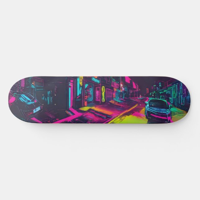 Urban neon-colored skateboard deck dynamic (Horz)