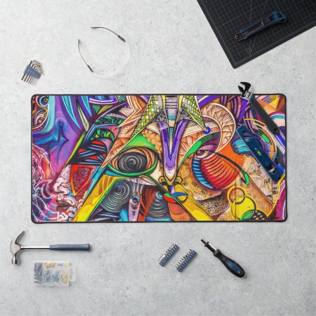 Urban Neon Graffiti Maximalist Desk Mat (Workstation)