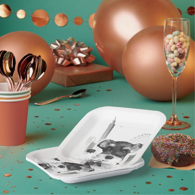 Urban Photographer: Schnauzer in Taipei City Paper Plate (Multi)