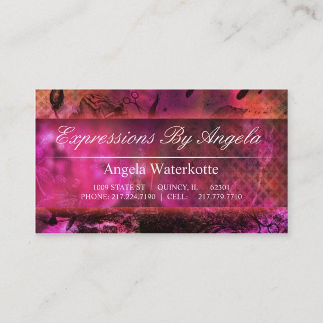 Urban Pink Floral Salon Appointment Card (Front)