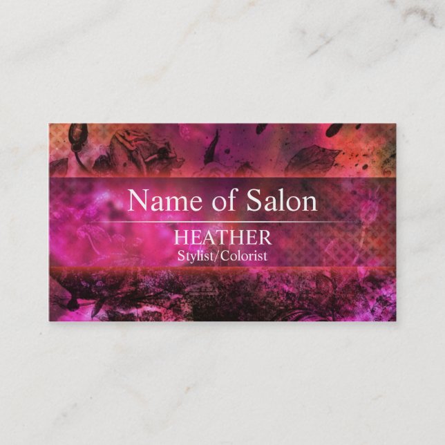 Urban Pink Floral Salon Business Card (Front)