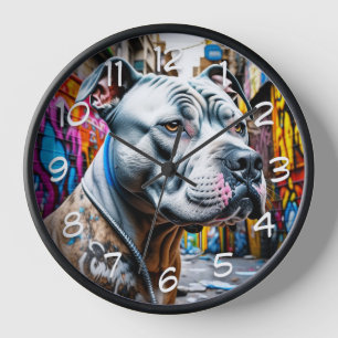Urban Pitbull City Street Art Graffiti Clock