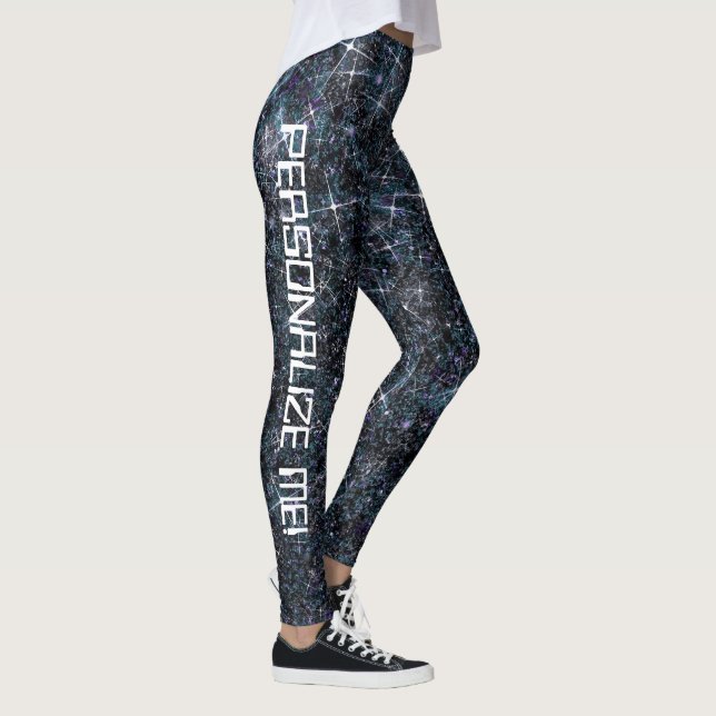 Urban Planet Black Galaxy Glitter CUSTOM TEXT Leggings (Right)