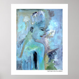 Urban Princess Portrait Figurative Blue Paintings Poster