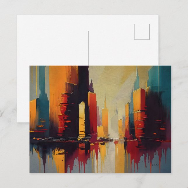 Urban Pulse – Abstract City In Vertical Rhythm Postcard (Front/Back)