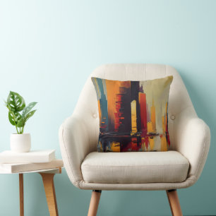 Urban Pulse – Abstract City In Vertical Rhythm Throw Pillow