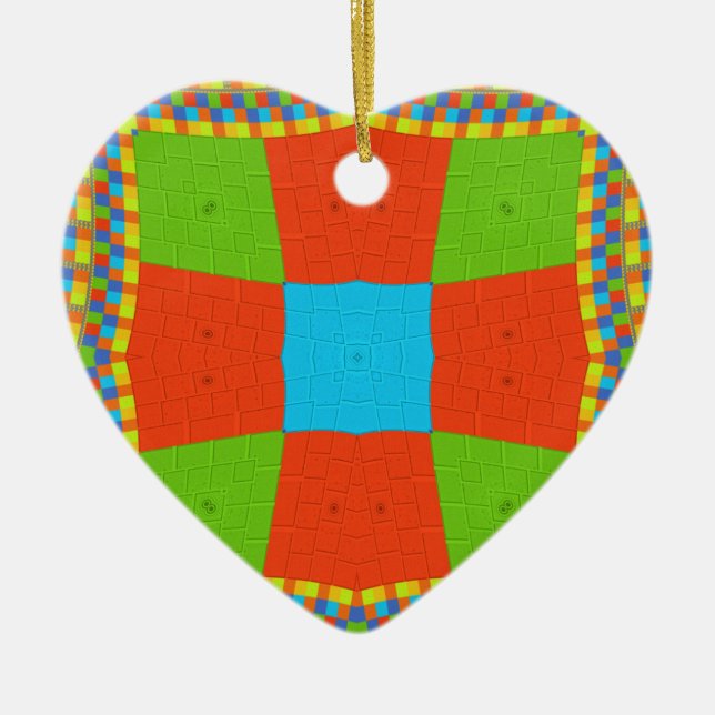 "Urban Quilt" European Geometric Pattern Art Ceramic Ornament (Front)