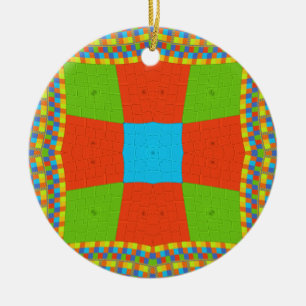 "Urban Quilt" European Geometric Pattern Art Ceramic Ornament