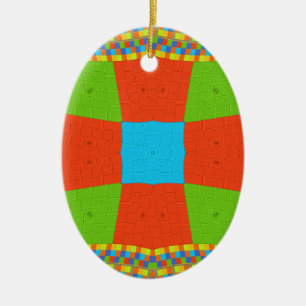 "Urban Quilt" European Geometric Pattern Art Ceramic Ornament