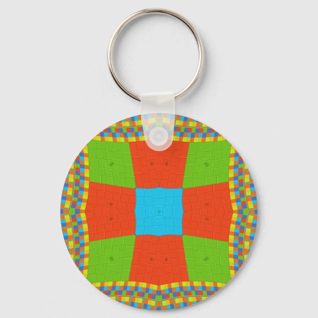 "Urban Quilt" European Geometric Pattern Art Keychain (Front)
