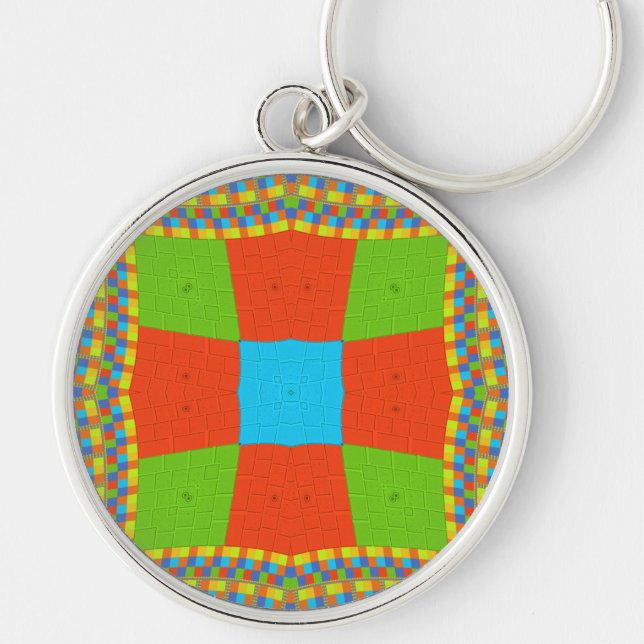 "Urban Quilt" European Geometric Pattern Art Keychain (Front)
