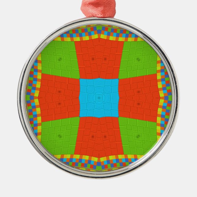 "Urban Quilt" European Geometric Pattern Art Metal Ornament (Front)