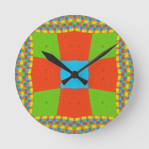 "Urban Quilt" European Geometric Pattern Art Round Clock