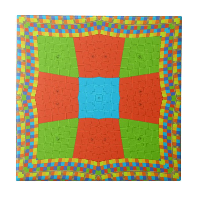 "Urban Quilt" European Geometric Pattern Art Tile (Front)