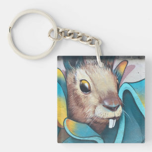 Urban Rabbit Art Urban Art Mural Bunny Rabbit Mura Keychain