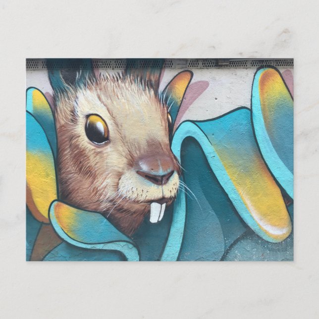 Urban Rabbit Art Urban Art Mural Bunny Rabbit Mura Postcard (Front)