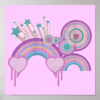 Urban Rainbow Stars and Spirals Poster
