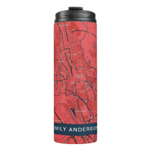 URBAN RED NAVY OXFORD UNIVERSITY UK OUTLINE MAP THERMAL TUMBLER