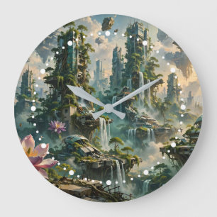 Urban Renewal Futuristic Post Apocalyptic City Large Clock