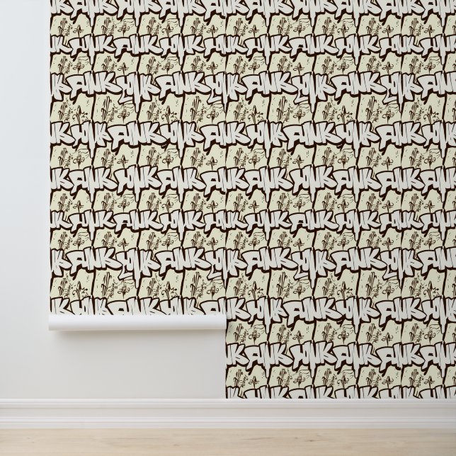 Urban Rhythm: Bold Graffiti-Inspired Funk Pattern Wallpaper (Application)