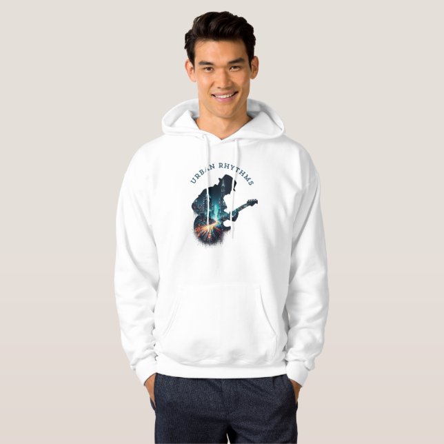 Urban Rhythms - Cityscape Guitar Music Hoodie (Front Full)