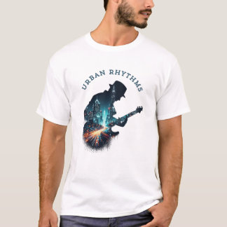 "Urban Rhythms - Cityscape Guitar Music T-Shirt" T-Shirt