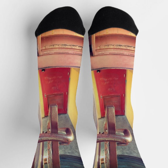 Urban Rustic Cityscape Secret Keeper Crew Socks (Top)