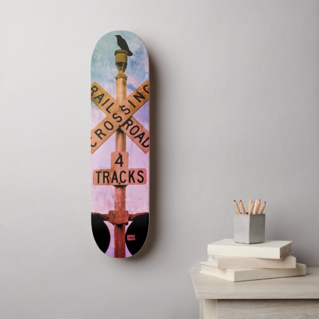 Urban Rustic Cityscape Waiting 2 Skateboard (Wall Art)
