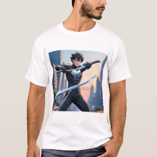 Urban Samurai – Anime Warrior with Dual Katana T-Shirt