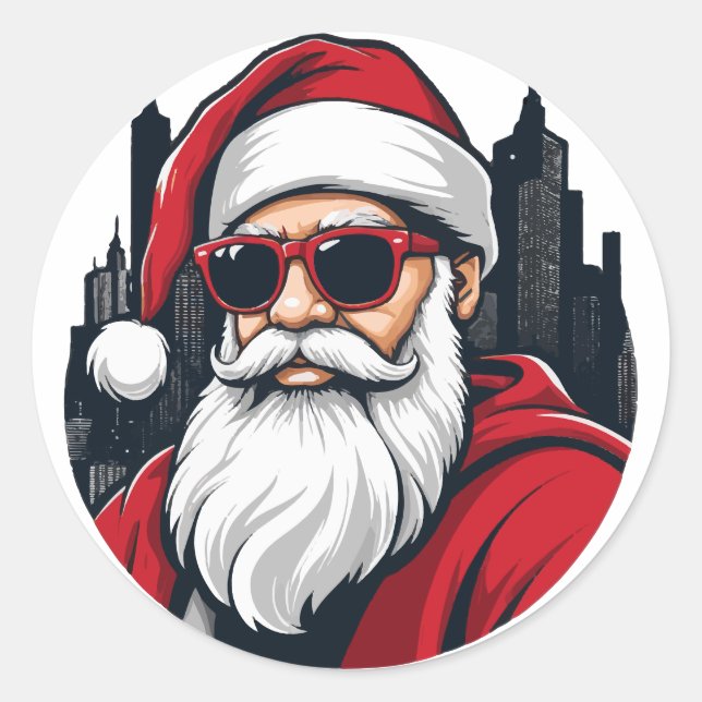 Urban Santa 3 Classic Round Sticker (Front)