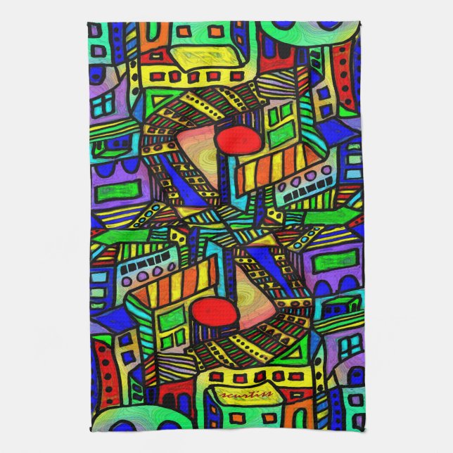 Urban Scene Kitchen Towel (Vertical)