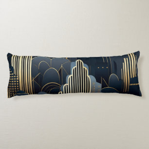 Urban Silhouette in Art Deco Body Pillow